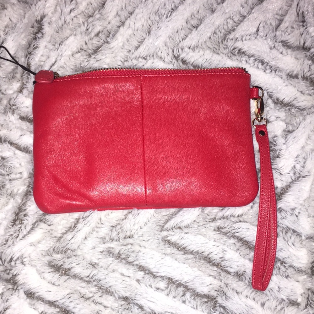 Red wallet with a built in portable charger